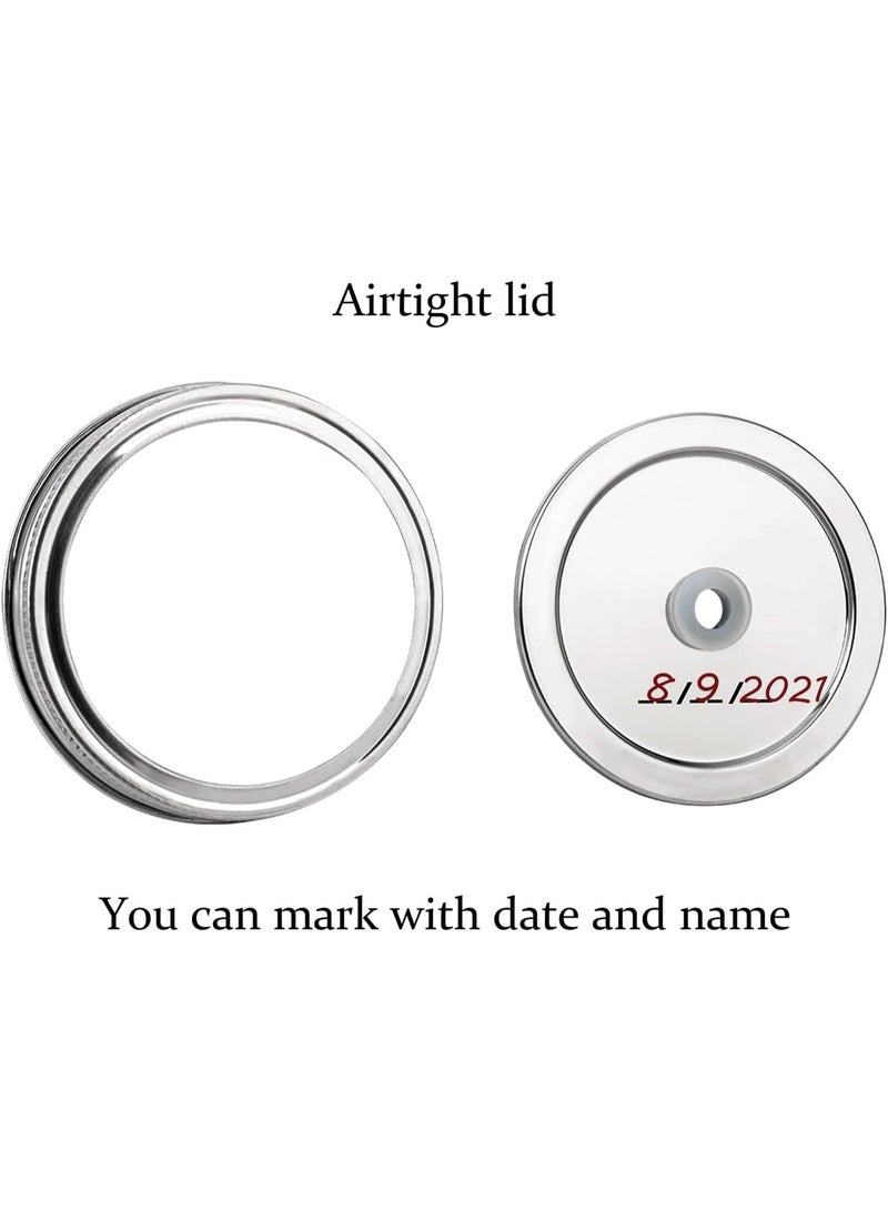 JILLMO مجموعة التخمير لفم واسع جرات - 4 Airlocks، 4 سيليكون Grommets، 4 الفولاذ المقاوم للصدأ الفم واسع ميسون جرة تغطية التخمير مع حلقات السيليكون (4 مجموعة، جرات غير مدرجة) - Image 5