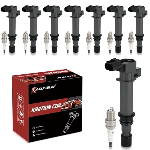 KacuYelin UF270 Ignition Coil Pack and Iridium Spark Plugs Set of 8 Compatible with 2000 2001 2002 2003 2004 2005 2006 2007 Dodge Durango Ram 1500 Dakota Jeep Grand Cherokee 4.7 V8,Replace# 5C1114, 56028138 - Image 1