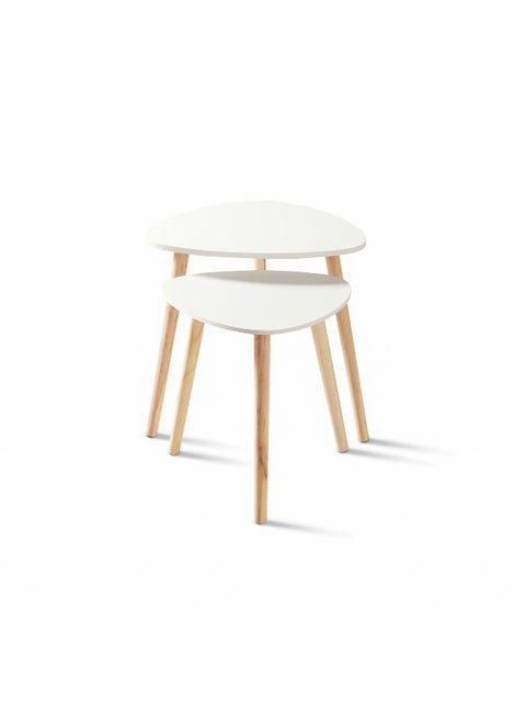 Gary Accent Table Set Of 2 Triangle - White And Natural