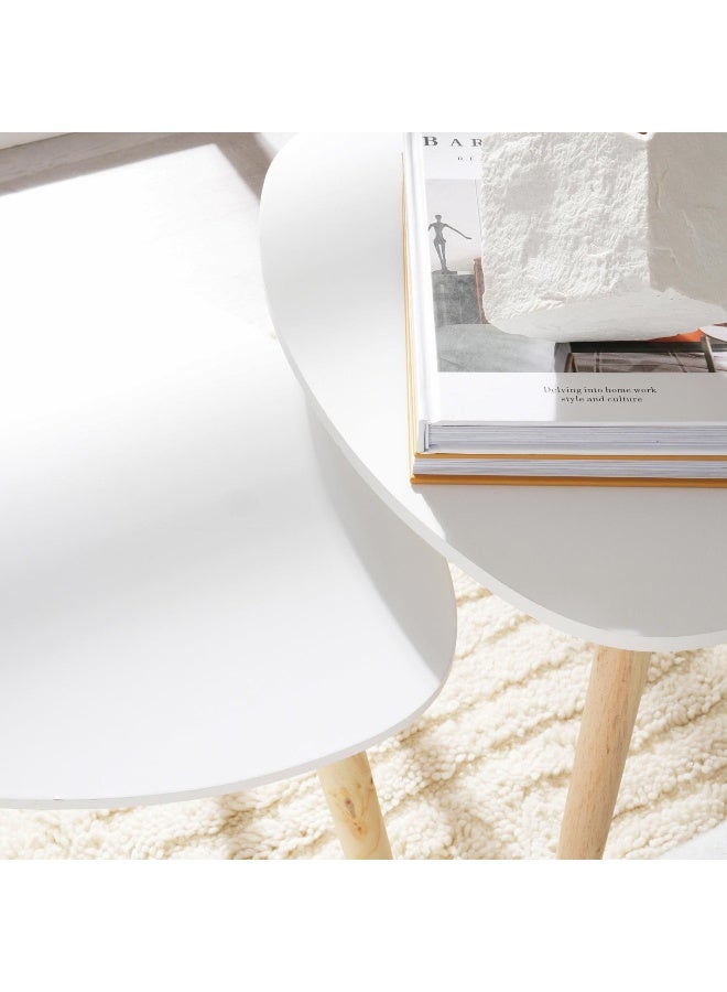 Gary Accent Table Set Of 2 Triangle - White And Natural