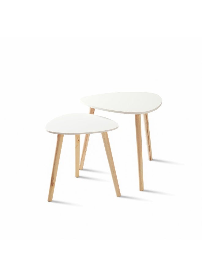 Pan Home Gary Accent Table Set Of 2 Triangle - White And Natural  - Image 5