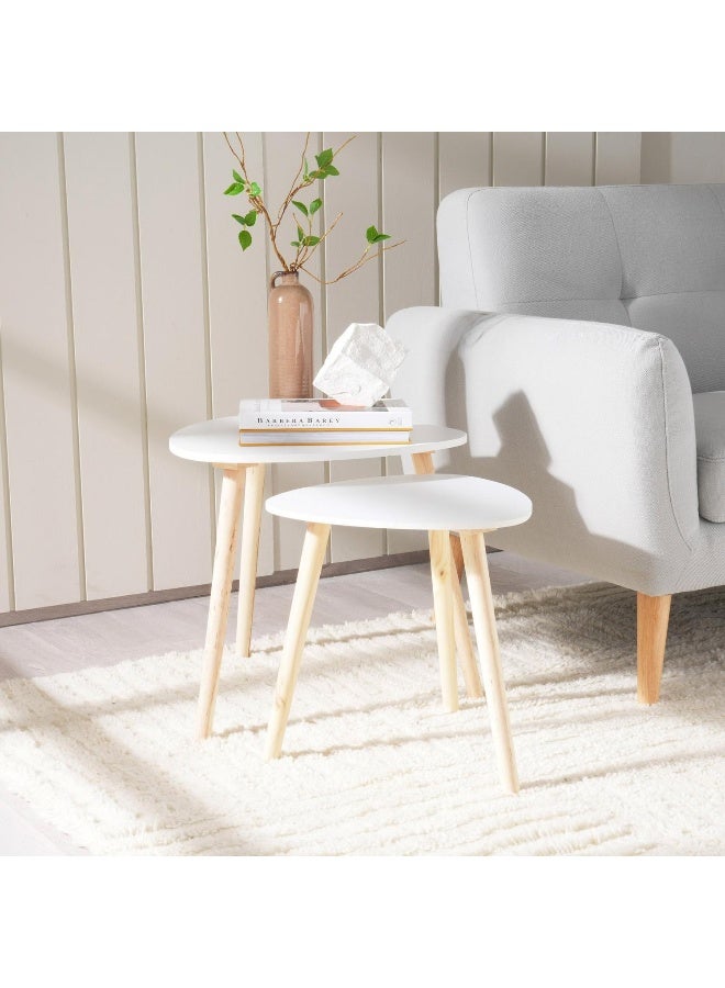 Pan Home Gary Accent Table Set Of 2 Triangle - White And Natural  - Image 3