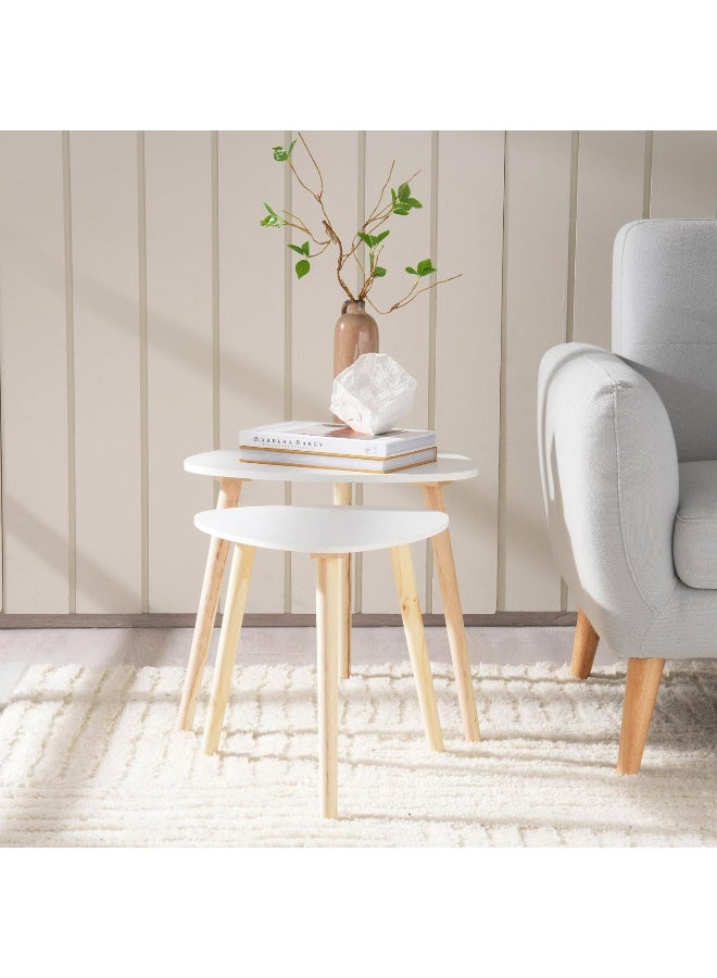 Gary Accent Table Set Of 2 Triangle - White And Natural