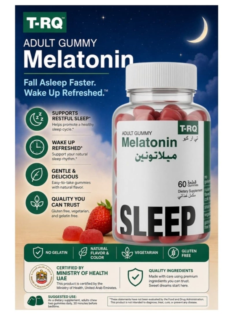 T.RQ Melatonin Gummies 5mg Strawberry Flavor 60 Gummies (5mg Melatonin per Serving) - Vegetarian, Gelatin-Free, Gluten-Free Sleep Support - Image 3