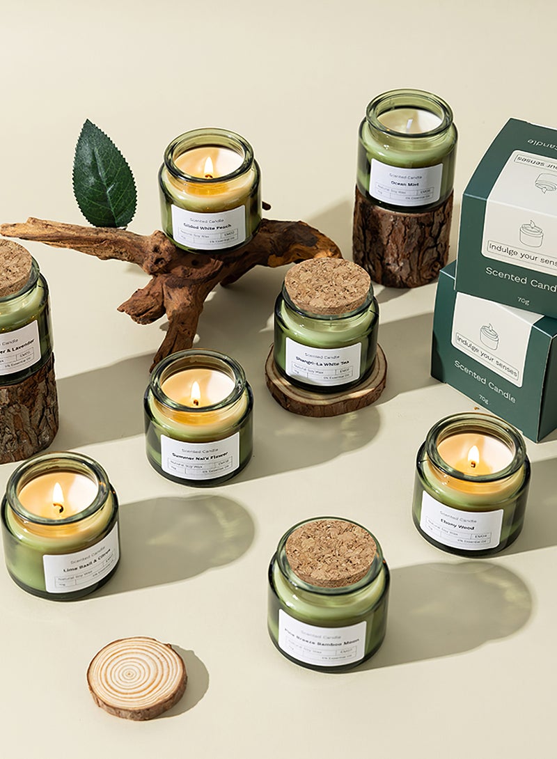 شموع معطرة، شموع عطرية قوية تدوم طويلاً، مجموعة هدايا الشموع، شمعة الصويا للاستخدام المنزلي والسبا والاستحمام واليوغا والسفر، 70 جرام (نسيم الصنوبر والخيزران والقمر)  - Image 4