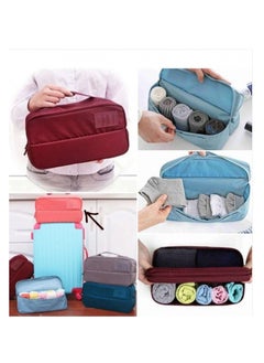 Generic Travel Handle Divided Underwear Socks Undergarments Waterproof Pouch Organizer Bag Packing, Cosmetic, Makeup, Lingerie Toiletry Travel Innerwear Bag Organizer (Assorted color)  - Image 1