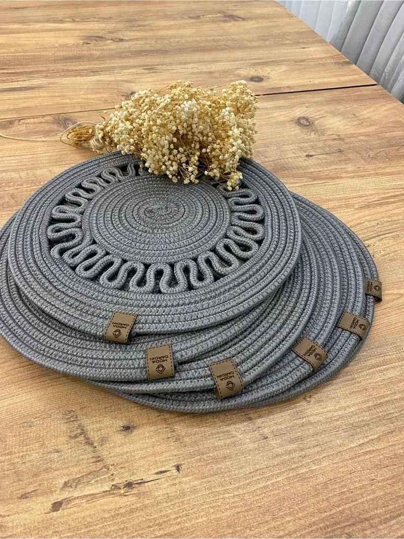 بدز ديري BDZ Leather Wicker Jute Presentation Plate Mat American Service 6 Pieces