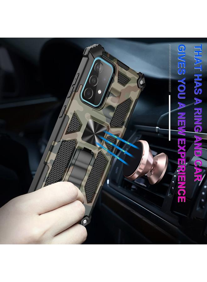S-TOP Case For Samsung Galaxy A52 4G / 5G Camouflage Armor Shockproof TPU + PC Magnetic Protective Case with Holder - Image 5