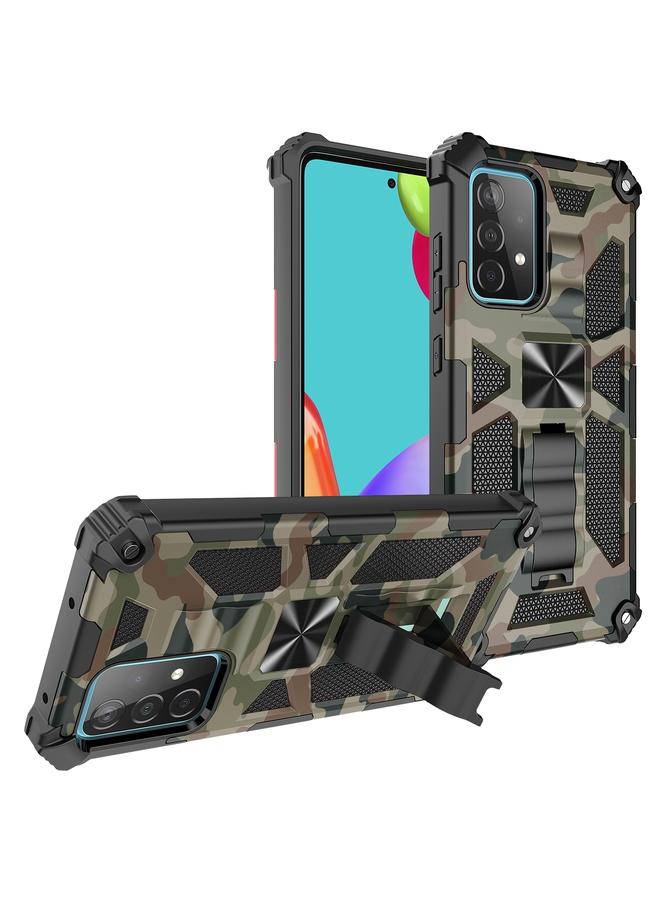 S-TOP Case For Samsung Galaxy A52 4G / 5G Camouflage Armor Shockproof TPU + PC Magnetic Protective Case with Holder - Image 1