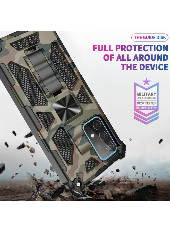 S-TOP Case For Samsung Galaxy A52 4G / 5G Camouflage Armor Shockproof TPU + PC Magnetic Protective Case with Holder - Image 4