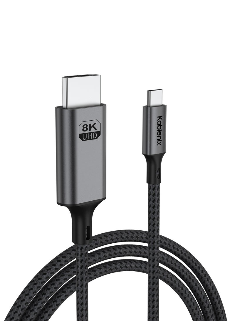 Kablenix USB C to HDMI Cable 2M - Premium Aluminum Braided, 8K60Hz Support, Type C to HDMI, Compatible for MacBook Pro, Smart TV, Projector, Laptop, Includes Type C to HDMI Cable - Image 3