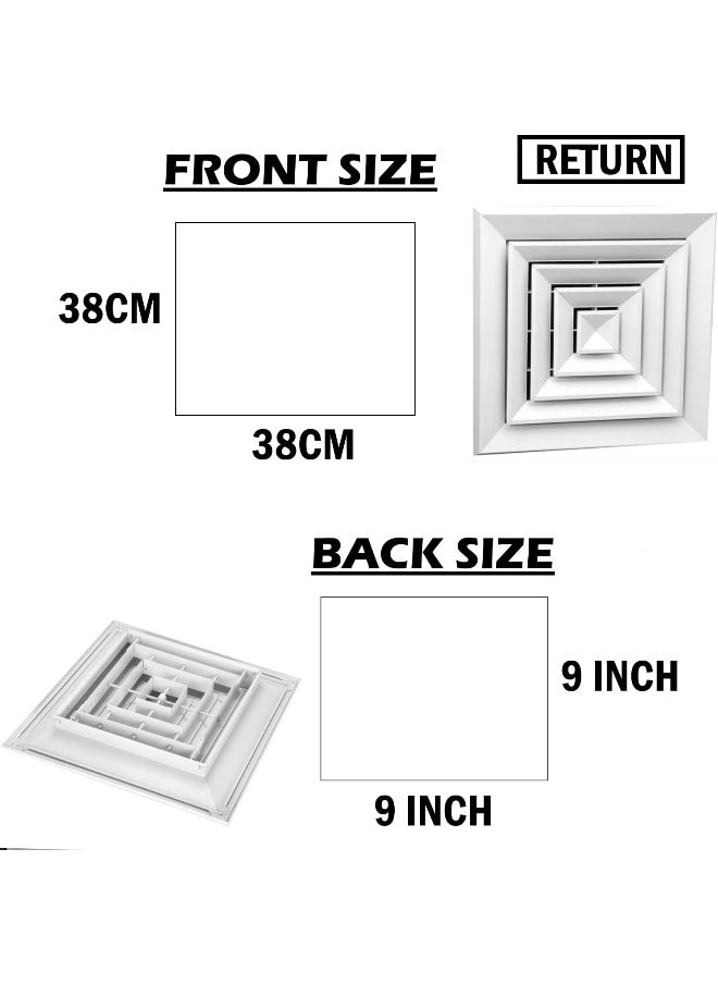 Biella Aluminum Air Supply And Return Diffusers Square Ceiling Ventilation Solutions For Studios, Hospitals, Theaters, Classrooms, And Office (Return (9 Inch X 9 Inch))  - Image 2