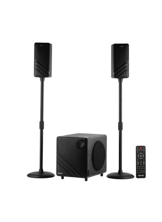 GEEPAS - 2.1 Channel Multimedia Speaker System with Remote Control-MP3, FM Radio, Bluetooth, EQ Function and Karaoke Function| USB Input, SD Card Reader, AUX| LED Display with Colorful LED Light| 50000W PMPO - Image 1