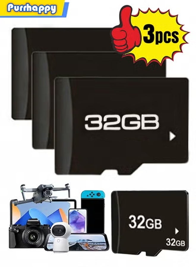 بورهابي بطاقة ذاكرة TF سعة 32 جيجابايت (3 قطع)، بطاقة ذاكرة Micro SD من الفئة 10، تخزين بيانات عالي السرعة، بطاقة ذاكرة فلاش أساسية للمبتدئين للكاميرات الرقمية، وكاميرات DSLR، والهواتف المحمولة، ومشغلات MP3، وأجهزة MP4، تخزين الصور اليومية، وحفظ الموسيقى، ونسخ الملفات احتياطيًا، ونقل مستندات المكتب - Image 1