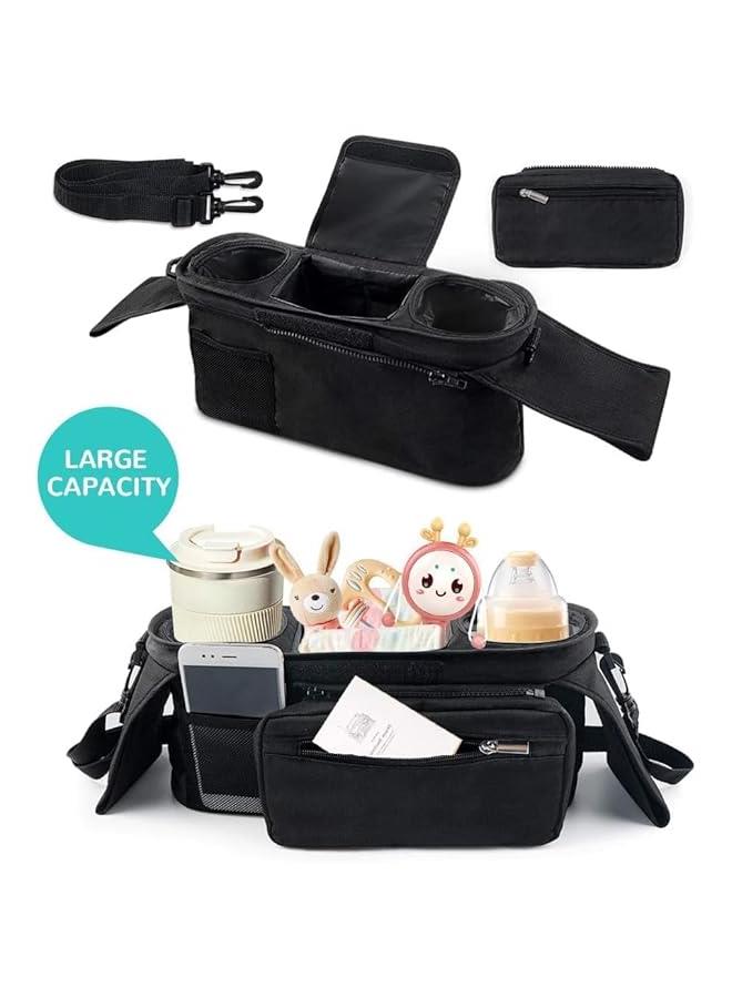 هوكور Universal Stroller Organizer Bag with Insulated Cup Holder- Detachable Zippered Bag & Adjustable Strap, Baby Stroller Bottle Bag, Mommy Hanging Bag, Storage Hanging Bag, Multifunctional Storage Bag - Image 2