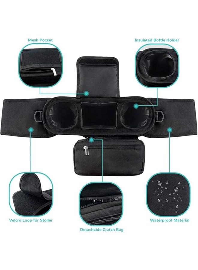 هوكور Universal Stroller Organizer Bag with Insulated Cup Holder- Detachable Zippered Bag & Adjustable Strap, Baby Stroller Bottle Bag, Mommy Hanging Bag, Storage Hanging Bag, Multifunctional Storage Bag - Image 4