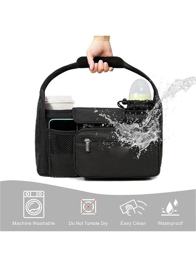 هوكور Universal Stroller Organizer Bag with Insulated Cup Holder- Detachable Zippered Bag & Adjustable Strap, Baby Stroller Bottle Bag, Mommy Hanging Bag, Storage Hanging Bag, Multifunctional Storage Bag - Image 5