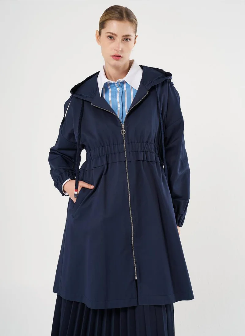 Kayra Hooded Short Jacket Dark Navy
