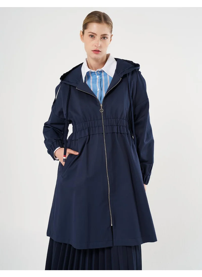 Kayra Hooded Short Jacket Dark Navy