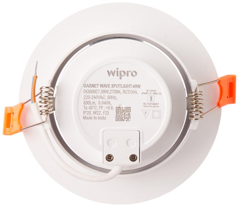 Wipro Garnet 9W Round Led Wave Spotlight|Cob Spotlight for Ceiling|Warm White Light (2700K)|Adjustable Design|Recessed Tiltable Downlighter for False Ceiling|Cutout-100 Mm|Pack of 10 - Image 2