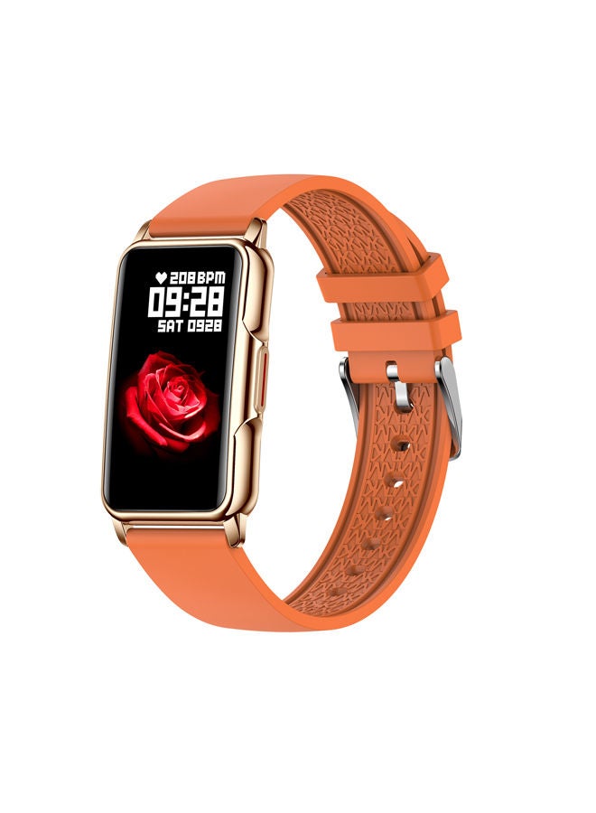 AROAQ H80 1.47 inch Golden Smart Watch Multi-Sport Mode Fitness Bracelet IP67 Waterproof Health Watch Sleep Monitoring With Orange Silicone Strap - Image 1