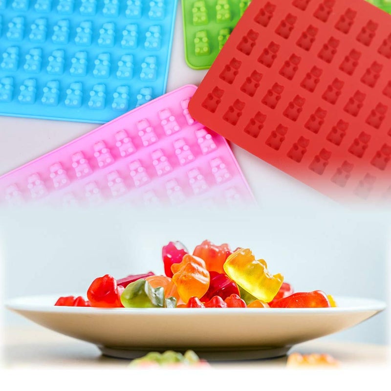 homEdge Silicone Gummy Bear Candy Molds, Set of 4 Packs Non Stick Food Grade Chocolate Gummy Mold Bonus with 2 Dropper-Blue, Red, Green and Pink - Image 4