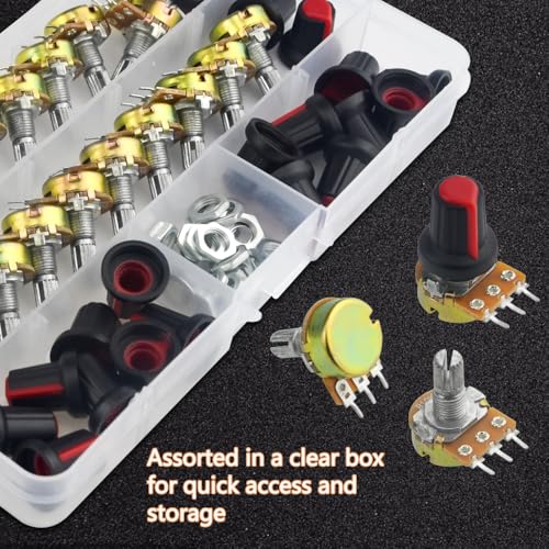 WMYCONGCONG 20 PCS B10K 10K Ohm Knurled Shaft Linear Rotary Taper Potentiometer with Knob (B10K) - Image 5