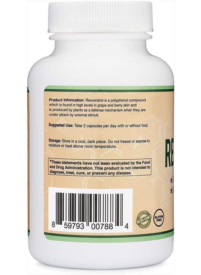 Double Wood Supplements - Resveratrol, Dietary Supplement, 120 Capsules - Image 1