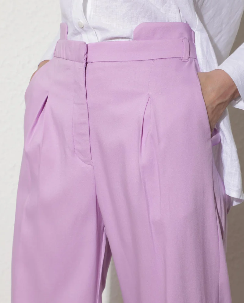 Rareism Women's Stretch High-Waist Wide-Leg Trousers
