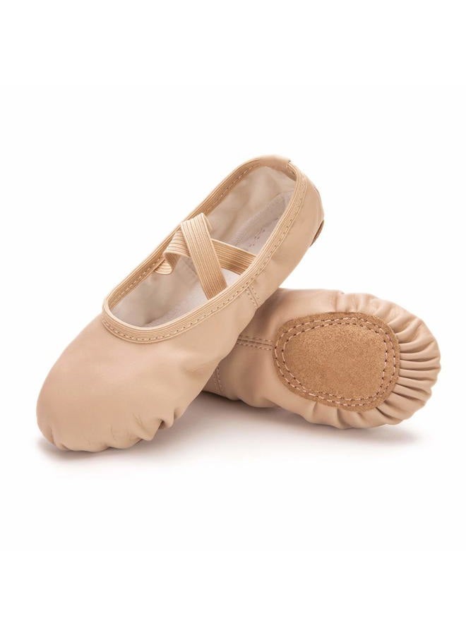 RoseMoli Ballet Shoes for Girls/Toddlers/Kids/Women, Leather Yoga Shoes/Ballet Slippers for Dancing, Nude, 11 Little Kid - Image 1