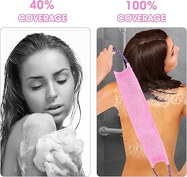 Prasacco 3 Pcs African Exfoliating Net Sponges Exfoliating Back Scrubber for Shower Long African Exfoliating Net Washcloth Body Shower Loofahs Cloth Body Back Scrubber for Women Men PurplePinkYellow - Image 5