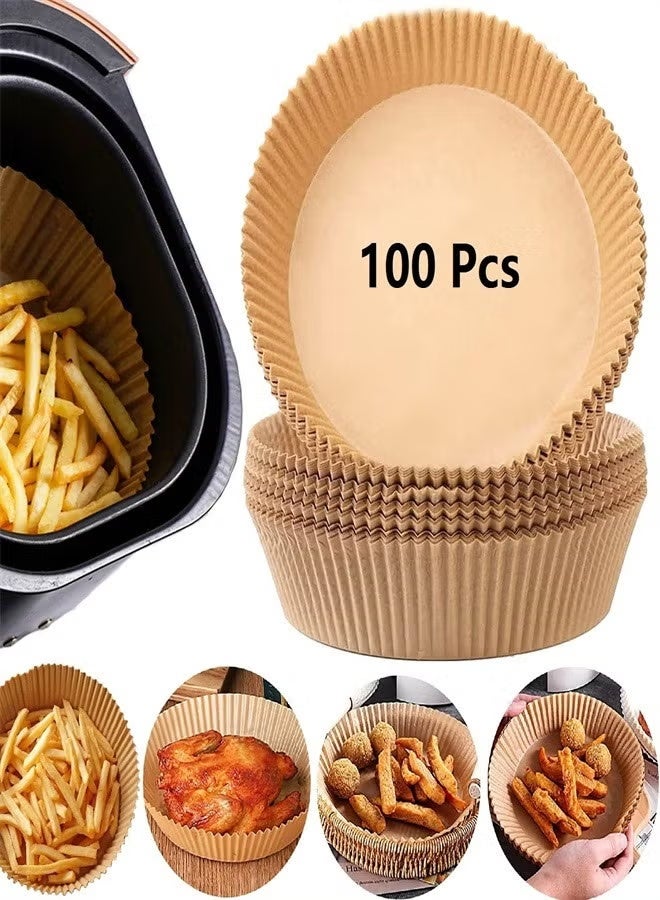 100 Pcs Air Fryer Disposable Paper Liner Oil Resistant and Waterproof, Food Grade Parchment Paper for Baking Microwave - Image 1