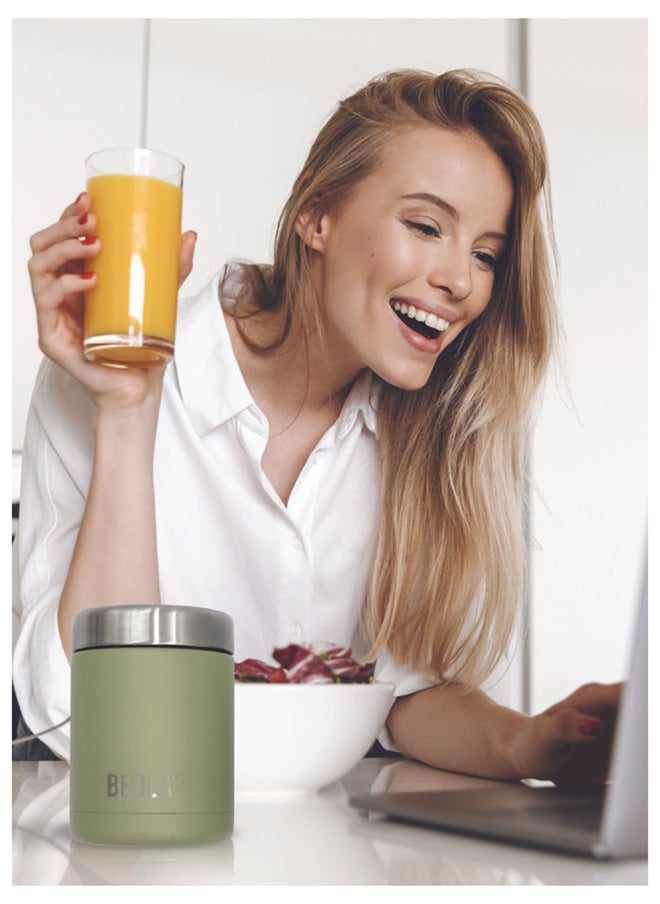 BEOLA 450ml Food Jar Lunch Box Thermos Stainless Steel Double Wall Insulated Travel Food Flask for Kids and Adults, 15oz (Forest Green)  - Image 5