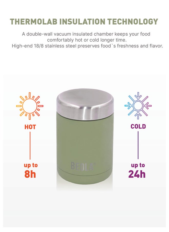 BEOLA 450ml Food Jar Lunch Box Thermos Stainless Steel Double Wall Insulated Travel Food Flask for Kids and Adults, 15oz (Forest Green)  - Image 4