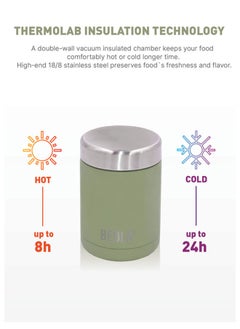 BEOLA 450ml Food Jar Lunch Box Thermos Stainless Steel Double Wall Insulated Travel Food Flask for Kids and Adults, 15oz (Forest Green)  - Image 4