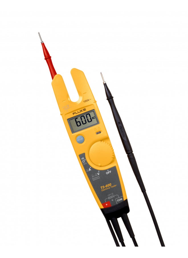 FLUKE - Fluke T5-600 Electrical Voltage, Continuity and Current Tester, Measures Up To 100 A Without Contact, Automatically Select AC/DC Voltage For Tests, Includes Detachable SlimReach Probe Tip - Image 1