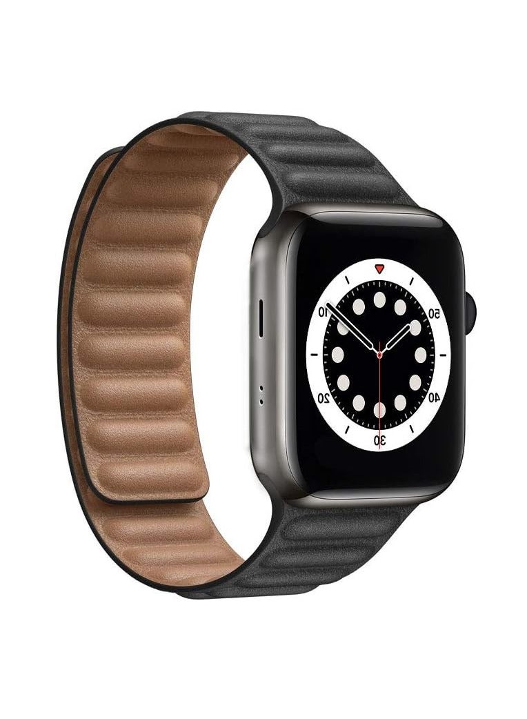 Compatible with Apple Watch Band 45mm,Genuine Leather Watch Strap Replacement for Apple Watch Series 7 - Image 2