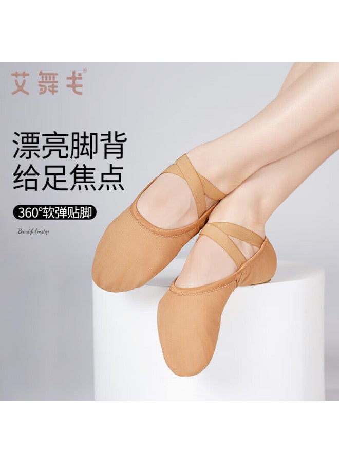 Aiwuge Aiwoge Professional Soft Sole Dance Shoes For Women Ballet Practice Shoes Elastic Ballet Shoes Teacher Cat Claw Shoes Ballet Brown Size 39 - Image 1