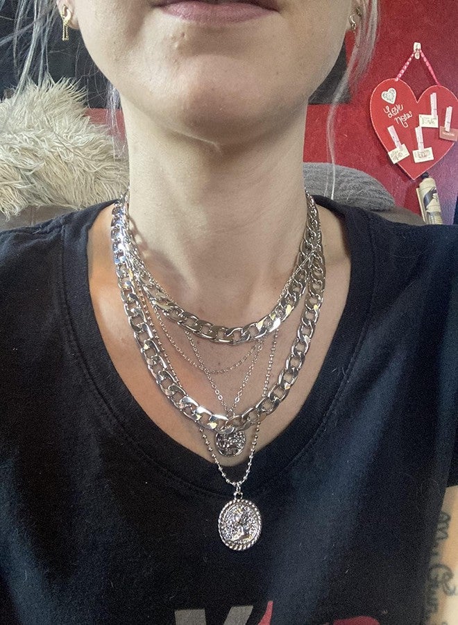 CSIYANJRY99 Chunky Gold Necklaces for Women,Multilayer Punk 80s Hip Hop Necklace,Layered Cuban Link Chain Statement Necklace 90s Freaknik Outfit Accessories for Women, Zinc, No Gemstone - Image 5