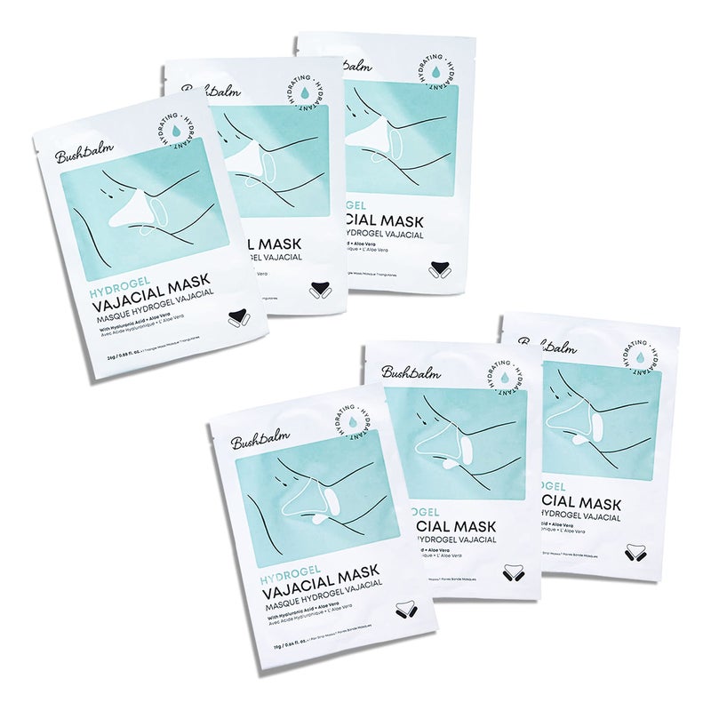 Bushbalm Hydrogel Vajacial Mask  Hydrating Mask with Hyaluronic Acid and Aloe Vera to Cool and Soothe Skin PostHair Removal 3 Full Masks Set