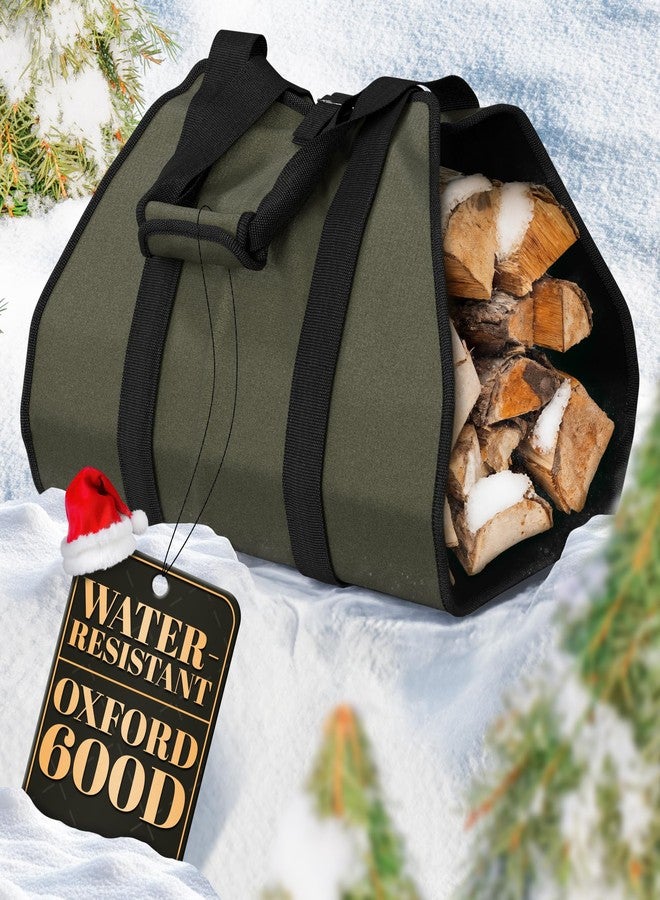 LAGARTO Firewood Carrier Bag 39.4"×18.5" - Waxed Canvas Wood Carrier for Firewood with Reinforced Handles, Hook-and-Loop Grip & Center Strap, Water-Resistant Design with Dust-Blocking Liner | Good for Gifting - Image 1