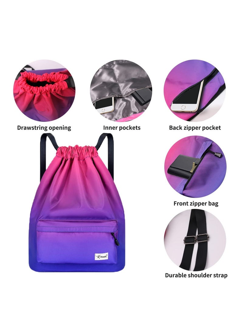 Waterproof Drawstring Bags, Printed Gym Sackpacks Bags Sports Backpacks for Shopping Swimming Yoga for Men Women Girls Students  - Image 3