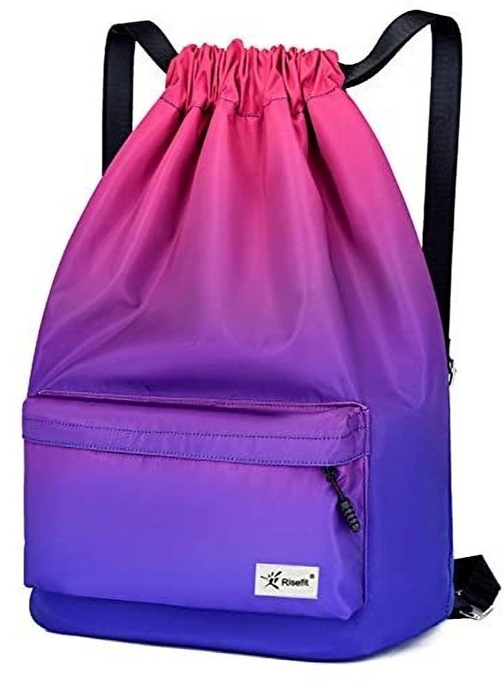 Waterproof Drawstring Bags, Printed Gym Sackpacks Bags Sports Backpacks for Shopping Swimming Yoga for Men Women Girls Students  - Image 1