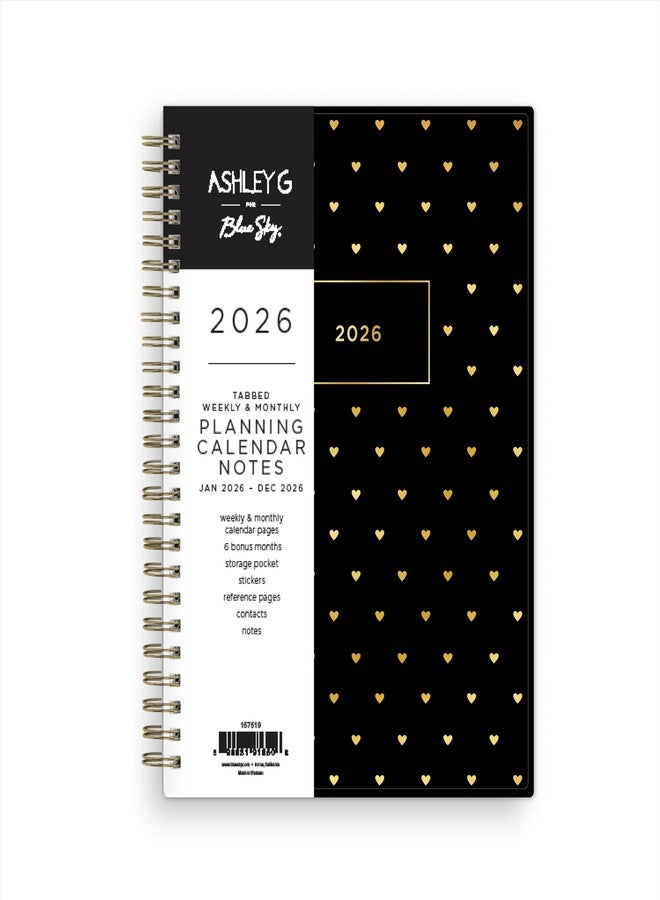 Blue Sky Ashley G 2026 Weekly and Monthly Planner Calendar, January 2026 - December 2026, 5.875" x 8.625", Flexible Cover, Durable Twin Wire Binding, Pocket & Extra Notes Pages, Sweetheart Black - Image 1