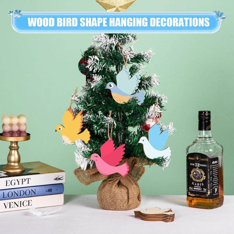 AWIZOM 48 Pcs Wooden Bird Shaped Cutouts Unfinished Wood Dove Shape Ornaments Blank Wooden Birds to Paint Wood Birds Slices with Twine for DIY Craft Tags Birthday Baby Shower Hanging Decor394x378 - Image 5