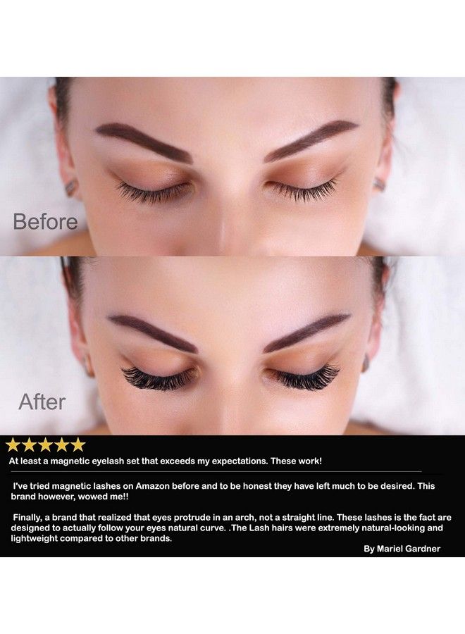 Arvesa Magnetic Eyelashes Kit With APPLICATOR and BRUSH - Best Fake Eye Lashes Magnets - Magnet False Eyelash Set - Most Natural Look | No Glue, No Eyeliner, Reusable, Tweezers (Accents + Full Lash) 2 Sets - Image 3