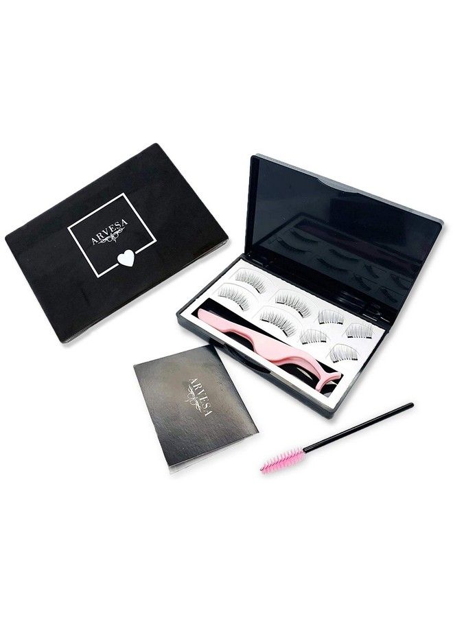 Arvesa Magnetic Eyelashes Kit With APPLICATOR and BRUSH - Best Fake Eye Lashes Magnets - Magnet False Eyelash Set - Most Natural Look | No Glue, No Eyeliner, Reusable, Tweezers (Accents + Full Lash) 2 Sets - Image 2