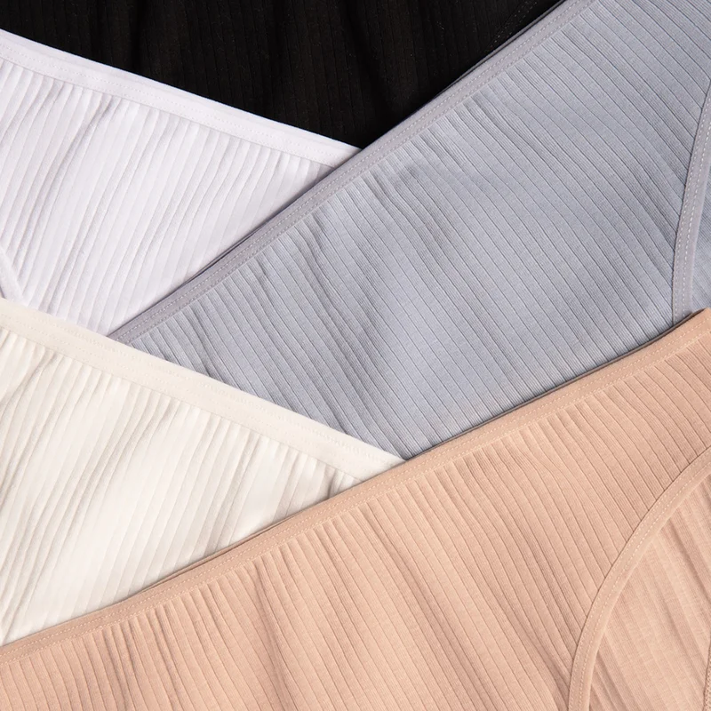 هابيفوكس Cotton Women's Ribbed Slip Panties Set of 5 Pack Normal Waist