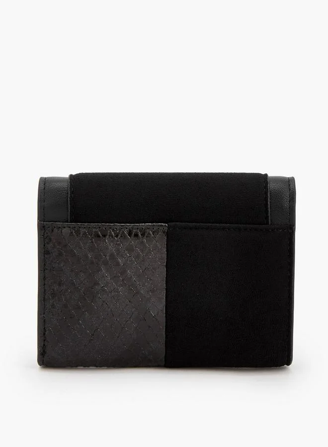 Elle Textured Tri-Fold Wallet With Button Closure