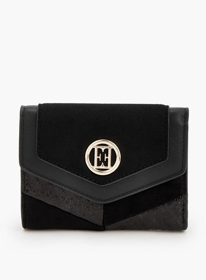 Elle Textured Tri-Fold Wallet With Button Closure